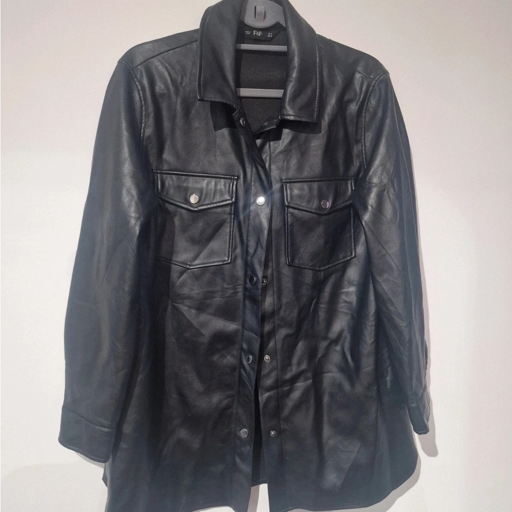 F&F Black Leather Utility Jacket